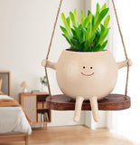 LASTOOLS Swing Face Planter Pot Hanging Planters for Indoor Outdoor Wall Plants with Drainage Cute Resin Flower Head Plant Pots for Succulent Cactus, Gifts for Mother Christmas