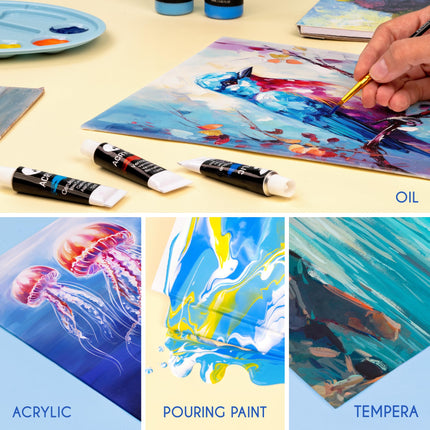 28 Canvases for Painting - Multisize Set, 5x7, 8x10, 9x12, 12x16 - White Canvas Boards -100% Cotton, 280 GSM and Acid-free