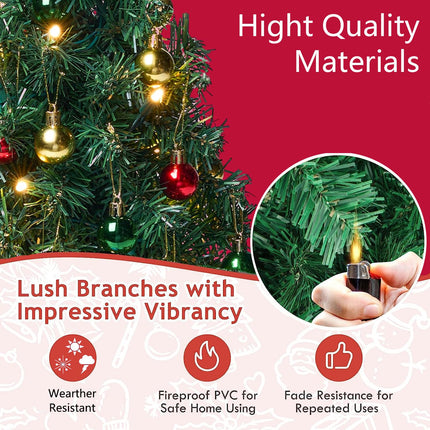 LINGHOME 60cm Tabletop Mini Christmas Tree Set, Hanging Ornaments Xmas Tree