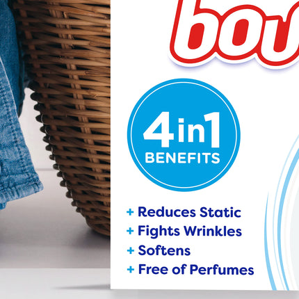 Bounce Dryer Sheets Free & Gentle, Unscented And Hypoallergenic For Sensitive Skin, 120 Count Pack of 1