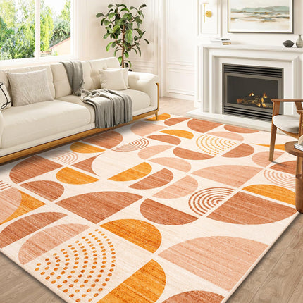 MUJOO 8x10' Area Rugs,Washable Rugs for Living Room Bedroom,Boho Large Throw Floor Carpet Non Slip Soft Modern Abstract Bohemian Orange
