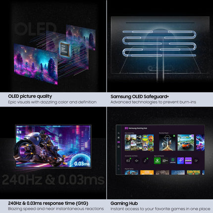 Samsung 32 Inch G8 OLED Silver G-Sync Compatible Gaming Monitor-240 Hz, 0.03 ms (LS32DG802SNXZA) - KM11