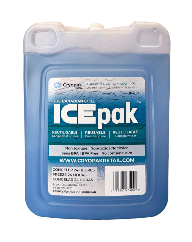 Cryopak ICEpak Hard Shell Reusable Ice Packs for Coolers and Lunch Box Use, Freezer Safe Gel Design, Professional Grade Cooling, Non-Toxic and BPA Free, Essential Travel Accessories, XL