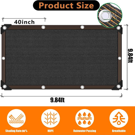 MEIYUETAOSI Outdoor 9.84x9.84ft Mesh 80% Black Tarp Sun Shade Cloth with Grommets for Pergola, Greenhouse Plants, Flower, Chicken Coop Porch, BLACK