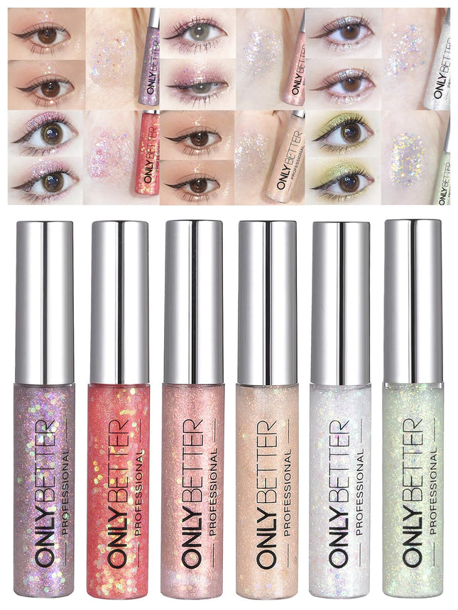 ONLYBETTER Liquid Long Lasting, Quick-Dry Shimmer Waterproof Eye Shadow Glitter Set
