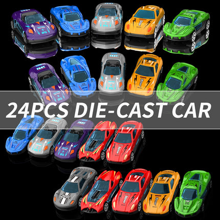 Ci Vetch 25-in-1 Transport Truck Toy Set with 24 Die-Cast Cars & 78" Race Track