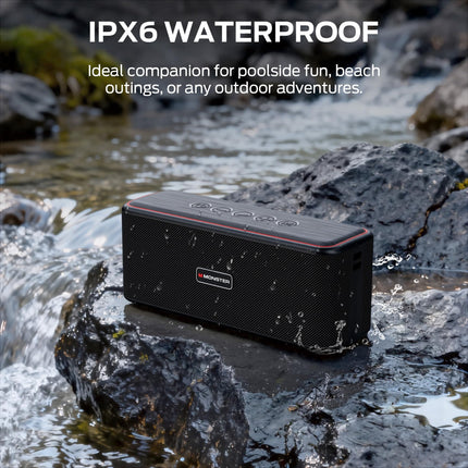 Monster Shock Plus Bluetooth Speaker, Portable Speaker with 40W Loud Stereo Sound, Bluetooth 6.0, TWS Pairing, 20H Playtime,Support AUX/TF Card, IPX6 Waterproof Wireless Speakers for Travel,Home,Party