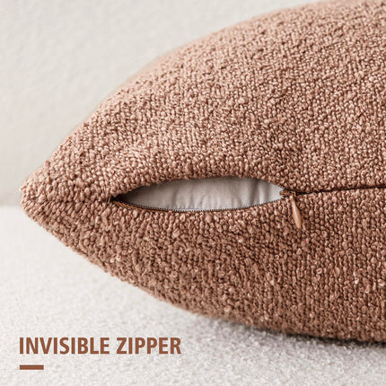 Foindtower 18x18" Pack of 2 Textured Boucle Throw Accent Solid Cozy Soft Decorative Couch Cushion Case for Chair Sofa, Dusty Orange Hazel X0048OPS4X