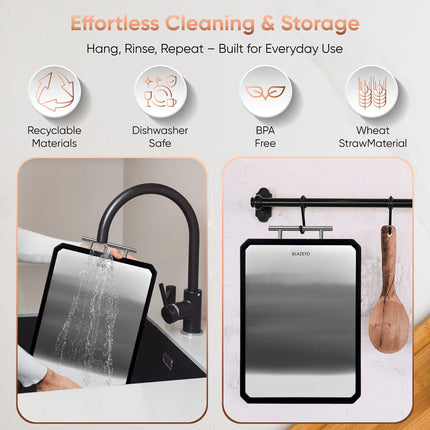 BLAZEYO 2-in-1 Double Sided Stainless Steel Cutting Board, Large Size 41 * 28 cm/16”×11” Chopping Board, Food Grade Non Toxic Dishwasher Safe