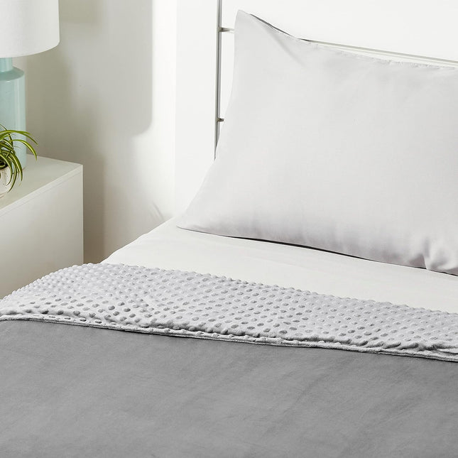 Amazon Basics Kids Cotton Weighted Blanket and Micromink Cover - 7-Pound, 41" x 60", Gray/Gray