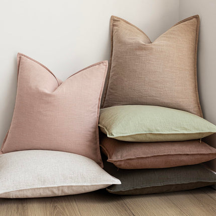Foindtower 26 x 26" Pack of 2 Linen Solid Throw Soft Accent Cushioned Case For Chair Couch Sofa, Light Pink X004C9IRGZ