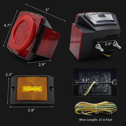 RVXHUA LED Submersible Trailer Tail Lights Kit, 12V LED Utility Boat Lighting with Halo Glow