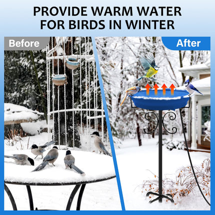 Daoeny Outdoor 100W Heated Birdbath Bowl Thermostat Control with 5-Prong Metal Base