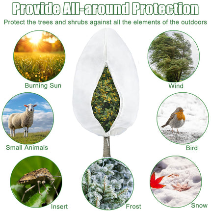 Gansita 2 Packs 80x120cm Plant Covers Tree Freeze Protection Bags Large Frost Cloth Bag Protectors with Zipper Drawstring Reusable Plant Fleece Frost Freezing Cloth Outdoor Blankets for Outdoor Tree Plants