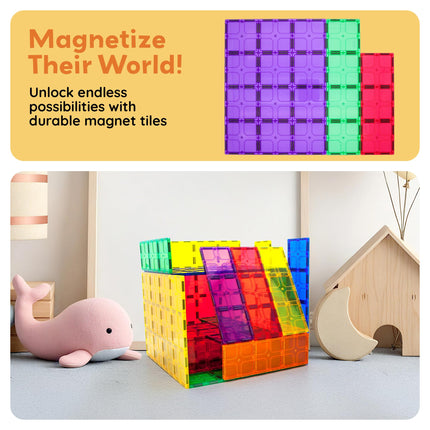 28pc PicassoTiles Jumbo Magnetic Building Blocks Set - 12"x9" and 3" Tiles, STEM Educational Toy
