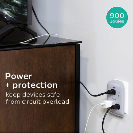 PHILIPS Home Power 6 Surge Protector Outlet Extender, 900 Joules