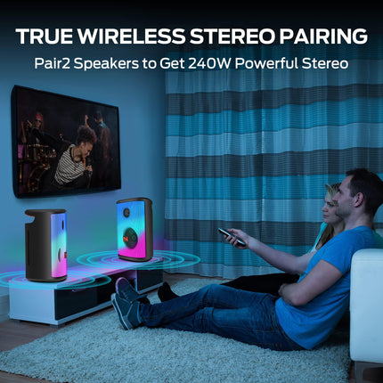 Monster Sparkle Bluetooth Speaker Loud, 120W Peak Portable Speaker with Powerful Sound and Heavy Bass, Full-Screen Colorful Lights, 30H Playtime, AUX, USB Playback, Waterproof,Suitable for Parties.