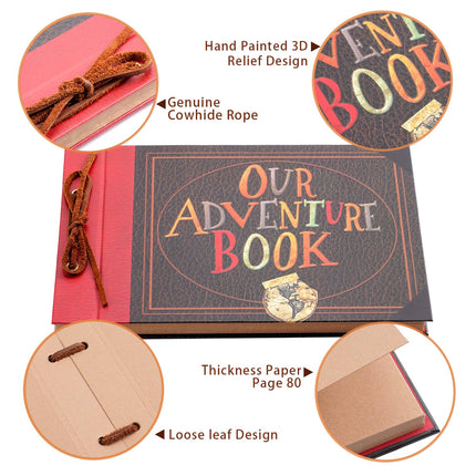 Our Adventure Book Scrapbook Retro Style Embossed Photo Album Travel Scrap Book