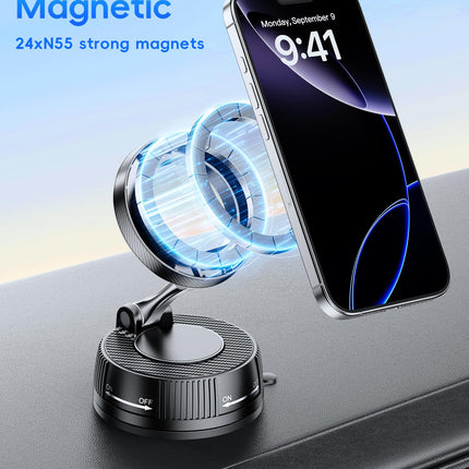 Lazmount Car Mount for MagSafe All Smartphones One-Tap Rotate for Calls, N55 Magnets Stay Rock-Solid ABS Silicone Magnet Nano Gel Suction and 24 N55 Magnets Twist-Lock 180/360 Adjust Holder -Black