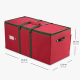 Large Christmas Ornament Storage Box with Dual Zipper Closure 25.5 x 12.7 x 13.5 inches