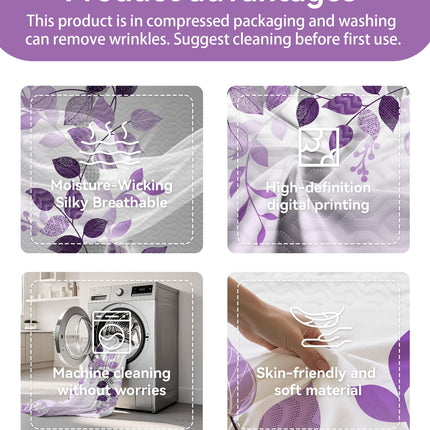 Reylox 9 Pcs KING Size Purple Bedspread Set with Curtains, Bohe Purple Floral Bed in A Bag, 2 Pillowcases and 6 Curtains, Moisture-Wicking Microfiber for Bedroom, Master Suite Decor