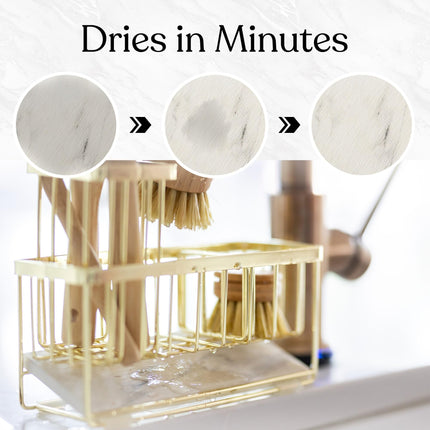 Kitchen Sink Caddy Organizer – With Self-Drying Stone, Multi-Purpose with Sponge & Dish Brush Holder, Compact Sink Sponge Holder for Kitchen or Bathroom Countertop
