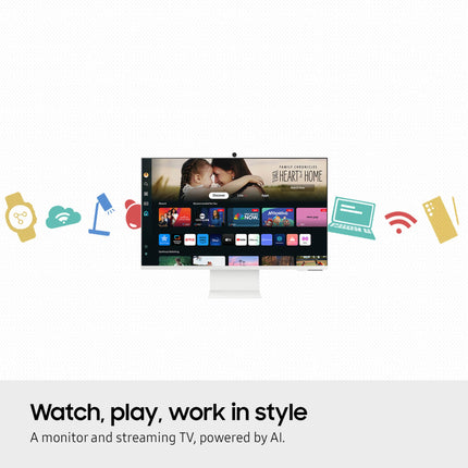 Samsung 32 Inch M8 White UHD Smart Monitor w/ 4k AI upscaling,(LS32DM801UNXZA) -KM4