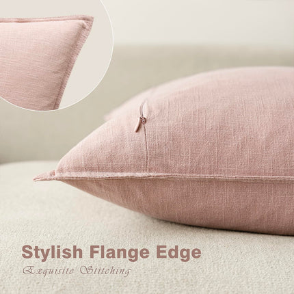 Foindtower 26 x 26" Pack of 2 Linen Solid Throw Soft Accent Cushioned Case For Chair Couch Sofa, Light Pink X004C9IRGZ