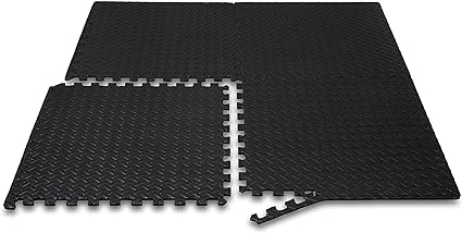 Amazon Basics Foam Interlocking Exercise Gym Floor Mat Tiles - 6-Pack, 24 x 24 x .5 Inch Tiles (24 sqft)