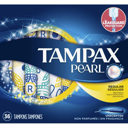 Tampax Pearl Plastic Applicator Tampons Regular Absorbency - 36 COUNT