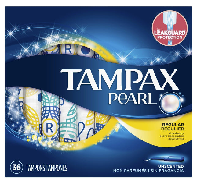 Tampax Pearl Plastic Applicator Tampons Regular Absorbency - 36 COUNT