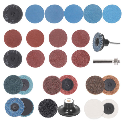 SWPEET 79Pcs Sanding Discs Assortment Kit, 2 Inch Quick Change Discs Roll Lock Grinding Discs Surface Conditioning Discs with 1/4 inch Holder for Die Grinder Surface Rust Removal
