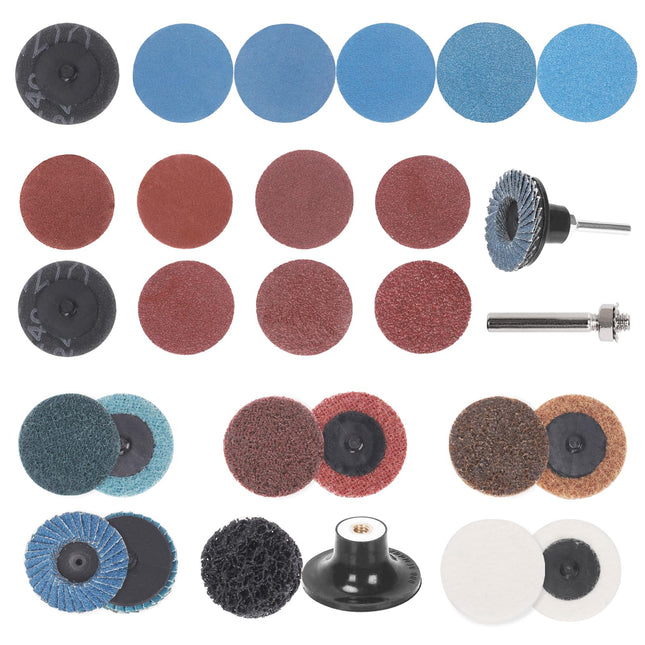 SWPEET 79Pcs Sanding Discs Assortment Kit, 2 Inch Quick Change Discs Roll Lock Grinding Discs Surface Conditioning Discs with 1/4 inch Holder for Die Grinder Surface Rust Removal