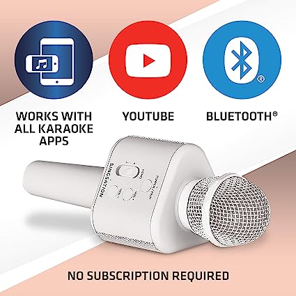 Portable Karaoke Machine, Singsation Solo-Pro All-in-One Karaoke Microphone, Wireless Bluetooth Speaker, Echo Voice Effect, Rechargeable for Hours of Fun!