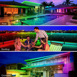 AILBTON 200FT/60M Outdoor LED Strip Light Waterproof,IP68 Outside LED Light Strip Waterproof with App Remote Control,Music Sync RGB Exterior LED Rope Light for Balcony,Deck,Rooftop,Garden