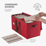 Large Christmas Ornament Storage Box with Dual Zipper Closure 25.5 x 12.7 x 13.5 inches