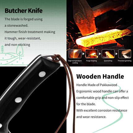 FULLHI Butcher Full Tang Serbian Chef Knife with Guard, X004CFTEGL
