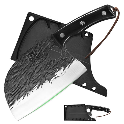FULLHI Butcher Full Tang Serbian Chef Knife with Guard, X004CFTEGL