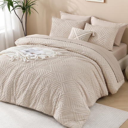 Andency Khaki Super King Comforter, 3 Pieces Boho Bedding Set