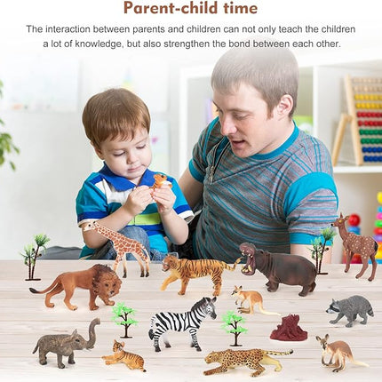 Aomola Toy Animals for Kids, Animal Figures 18PCS, Realistic Jungle Animals Figurines, Educational Toys Gifts T32