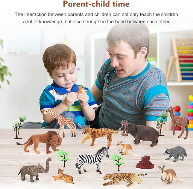 Aomola Toy Animals for Kids, Animal Figures 18PCS, Realistic Jungle Animals Figurines, Educational Toys Gifts T32
