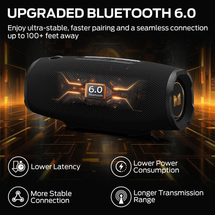 Monster S380 Bluetooth Speaker, Portable Speaker with 40W Stereo Sound, Bluetooth 6.0, 20H Playtime, IPX6 Waterproof, TWS Pairing, Support AUX/TF Card, Wireless Speaker for Outdoor, Travel, Party