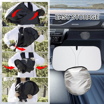 Car Windshield Sun Shade - Thickened Titanium Silver Car Windshield Cover Sun Shade for Sun & Heat Protection - Summer Car Essentials Sunshade for Car Windshield (M: 55.12 * 27.6 inch)