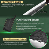 FULLHI Kitchen Knife with sheath,Meat Cleaver Knife for Meat Cutting, High Carbon Steel Forged Butcher Full Tang Chef Knife