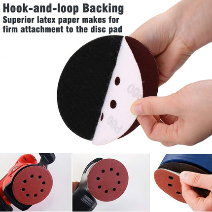 LotFancy Sanding Disc, 5 Inch 8 Hole, 110PCS - 40 60 80 100 120 180 240 320 400 800 1000 Grit Assorted Sand Paper, Hook and Loop Sandpaper, Random Orbital Sander Pads