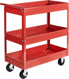 Amazon Basics Steel 3-Shelf Multipurpose Tub Utility/Supply Cart with 550 lb Capacity - Red