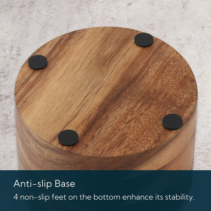 KITCHENDAO 6oz Acacia Wood Salt Cellar Bowl Box with Built-in Spoon to avoid Dust, Elegant Kitchen Salt Container Holder with Swivel Magnetic Lid to Storage Pepper Spice Bath Salt