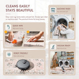 Lahome Boho Pink Area Rug 3x5', Floral Kids Rugs for Girls Room Bedroom Playroom, Washable Non Slip Flower Bathroom Mat Carpet for Nursery Entryway Bedside Indoor Floor Home Decor, Peach