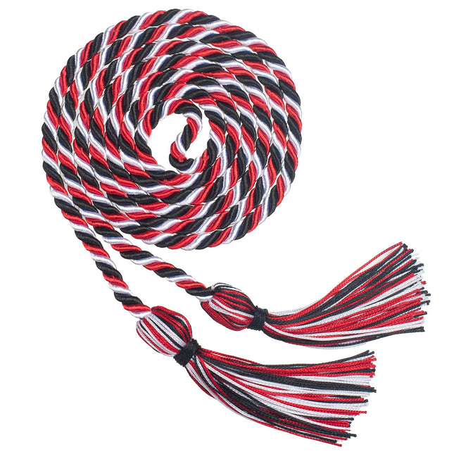 GHGMAO Graduation Honor Cords, Graduation Cord 2025, 68” Rayon Braided Tassels Cords for Grads Party Decors, Multi-Color Honor Ropes for Graduation Students, Bachelor Gown (Black,Red and White)