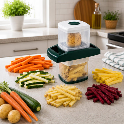 Starfrit Easy Fries Fry Cutter, Large Cutting Surface Makes 42 Sticks Per Cut, Non-Slip Base, Dishwasher Safe, Perfect for Homemade French Fries, Vegetables, Fruits & Cheese Sticks